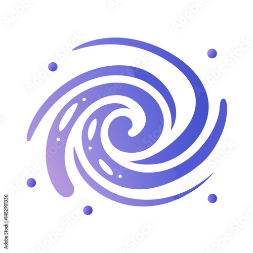 Purple spiral galaxy in stylized flat design