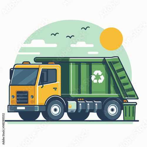 truck, trash, garbage, service, waste, recycling, recycle, rubbish, vehicle, environment, junk, transport, collection, container, transportation, clean, dump, disposal, garbage truck, environmental, r