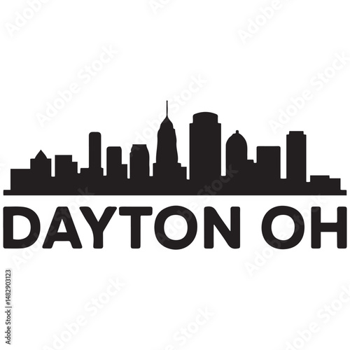 Dayton skyline silhouette. Black Dayton, OH city design Vector black silhouette. with white background