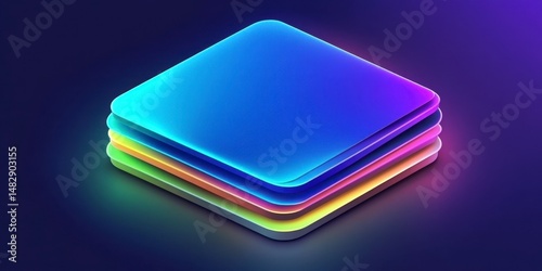 Vibrant Neon Layered Squares in Dynamic Colorful Background