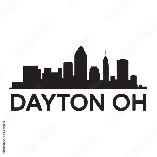 Dayton skyline silhouette. Black Dayton, OH city design Vector black silhouette. with white background