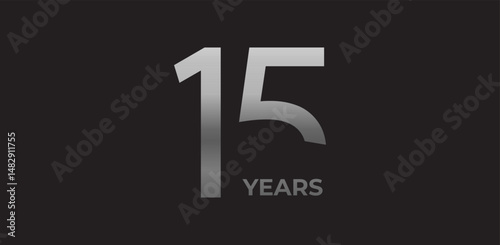15 years milestone branding, anniversary logo in gradient metallic, evokes legacy, strength, excellence. Modern event design, brand legacy celebrations, institutional heritage. Vector illustration.