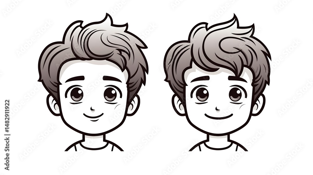 Professional Young Boy Cartoon Character Round Line Icon Vector for Branding and Marketing Purposes Professional Young Boy Cartoon Character Round Line Icon Vector for Branding and Marketing Purposes