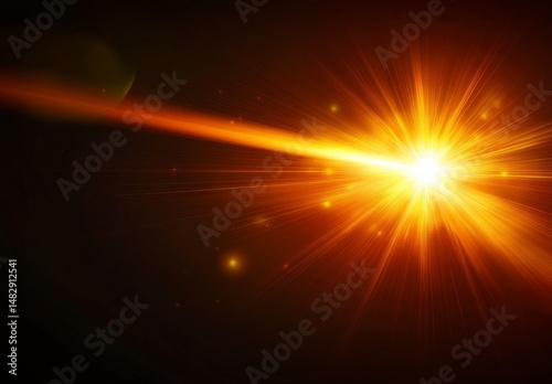Bright Abstract Light Burst with Rays on Dark Background