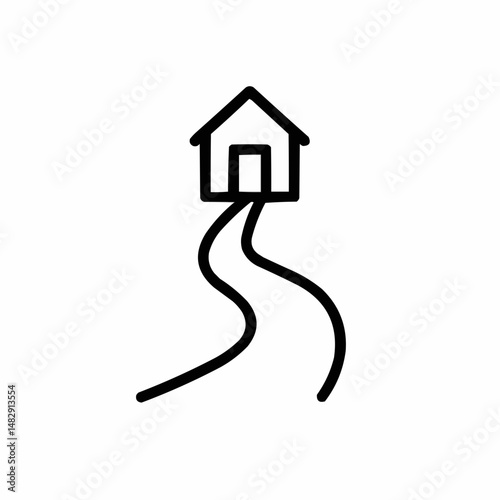 Minimal road or path leading to a house icon — clean representation of moving toward a new home.