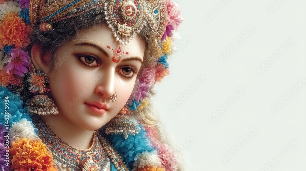 Fototapeta premium Goddess durga in traditional ornaments divine art spiritual realm close-up view cultural significance