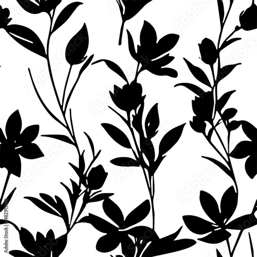 seamless floral pattern with leaves