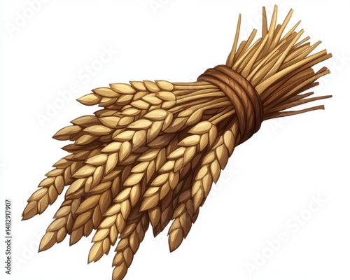 Bundle of Wheat Stalks Tied with Twine for Agricultural Themes