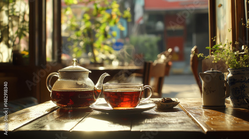 Turkish tea featured in a breakfast scene in Uskudar, Istanbul