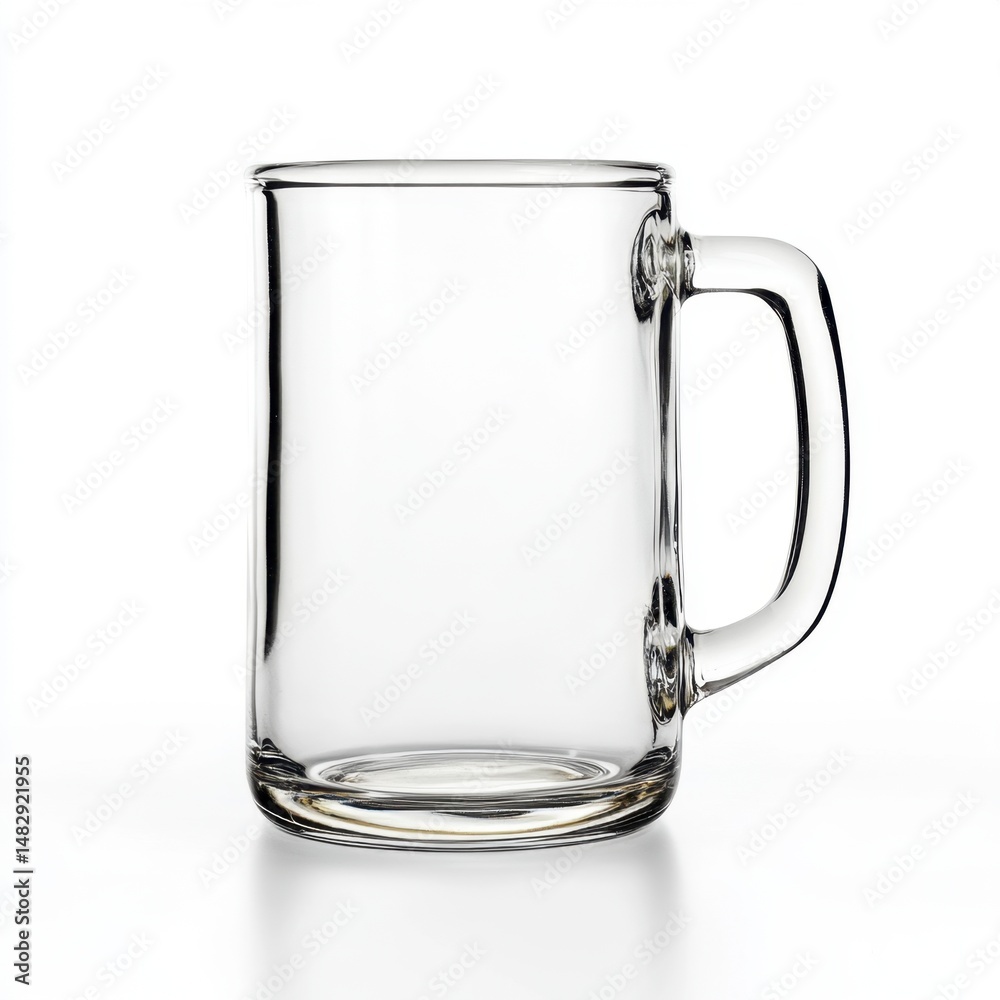 Clear Glass Beer Mug on White Background for Beverage Showcase Clear Glass Beer Mug on White Background for Beverage Showcase