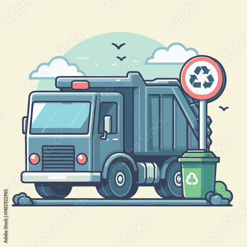 truck, trash, garbage, service, waste, recycling, recycle, rubbish, vehicle, environment, junk, transport, collection, container, transportation, clean, dump, disposal, garbage truck, environmental, r