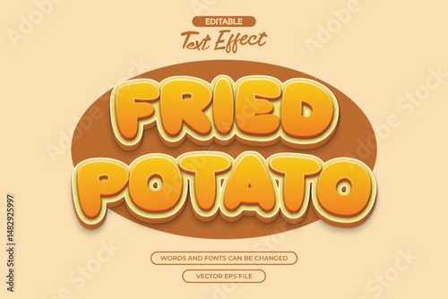 Fried potato editable text effect with cartoon style text