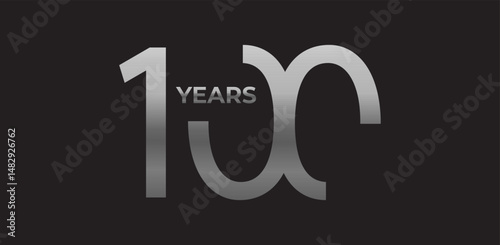 Sharp angled number 100 years in silver, strong geometric logo reflects experience, achievement. Corporate badge for 40-year milestones, commemorative branding. Vector illustration.