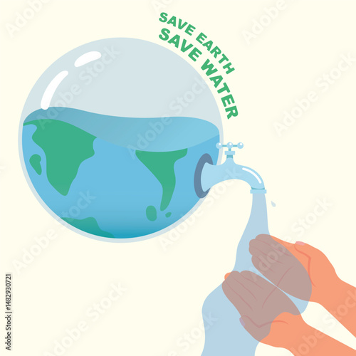 Save water, Eco-friendly and saving water concept. Please help to protect and Turn off the water concept.