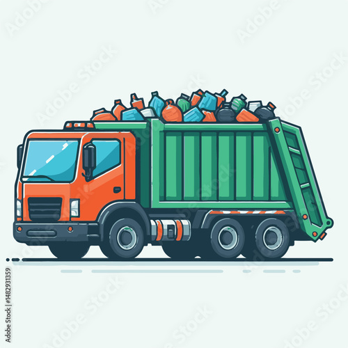truck, trash, garbage, service, waste, recycling, recycle, rubbish, vehicle, environment, junk, transport, collection, container, transportation, clean, dump, disposal, garbage truck, environmental, r