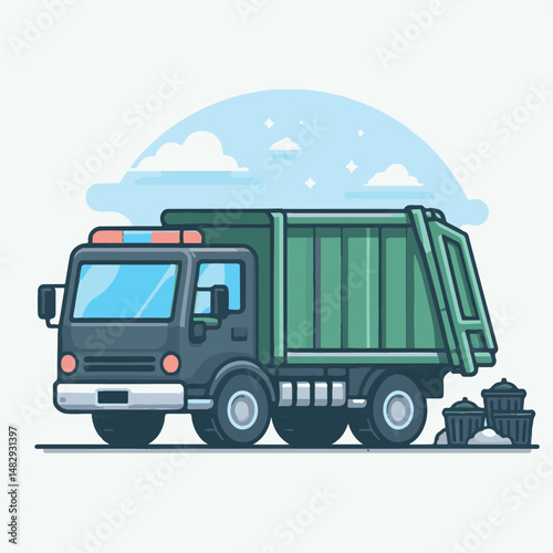 truck, trash, garbage, service, waste, recycling, recycle, rubbish, vehicle, environment, junk, transport, collection, container, transportation, clean, dump, disposal, garbage truck, environmental, r