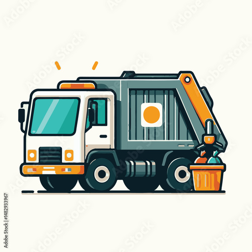 truck, trash, garbage, service, waste, recycling, recycle, rubbish, vehicle, environment, junk, transport, collection, container, transportation, clean, dump, disposal, garbage truck, environmental, r