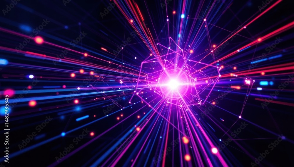 Fototapeta premium Futuristic data stream, glowing neon lines, cyberspace network