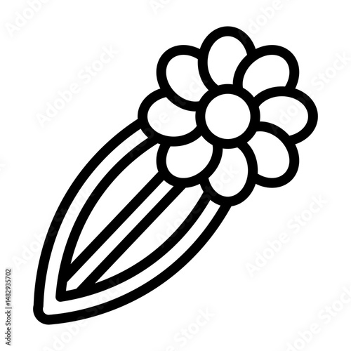 Hair Clip Vector Line Icon Design
