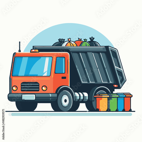 truck, trash, garbage, service, waste, recycling, recycle, rubbish, vehicle, environment, junk, transport, collection, container, transportation, clean, dump, disposal, garbage truck, environmental, r