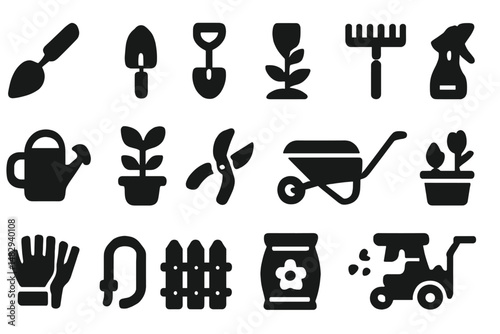 Gardening tools and supplies arranged for a spring planting activity
