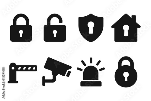 Security symbols illustrating safety measures and surveillance techniques in modern environments