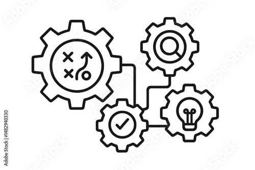 Complex gears representing strategy, planning, and problem-solving in a collaborative environment