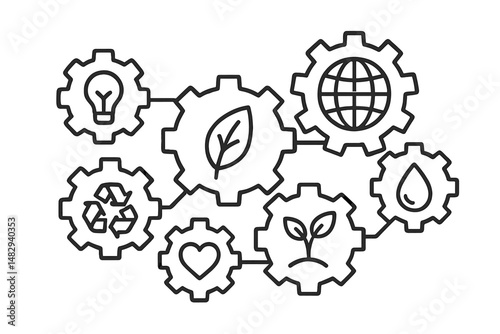 Innovative technology symbols illustrating sustainability and environmental protection in a creative design concept