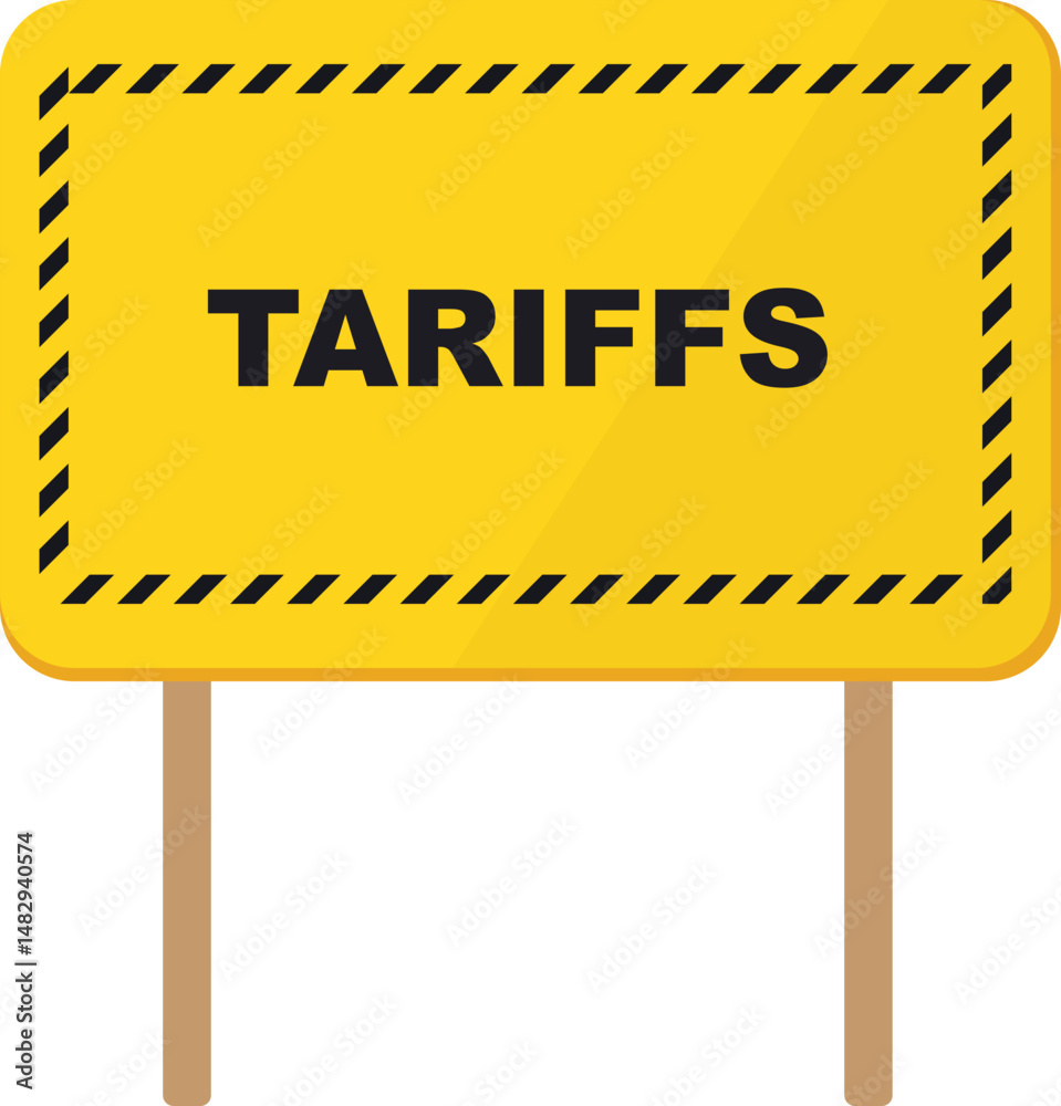 Yellow Black Import Tariff Warning Signs in Bold Industrial Style for Trade Barriers Labels Customs Visuals Infographics Posters and Policy Design Concepts