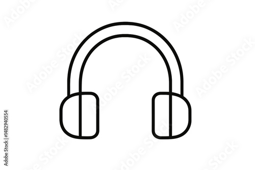 Headphones outlined in black showcasing a simple and modern design ideal for music enthusiasts and audio lovers