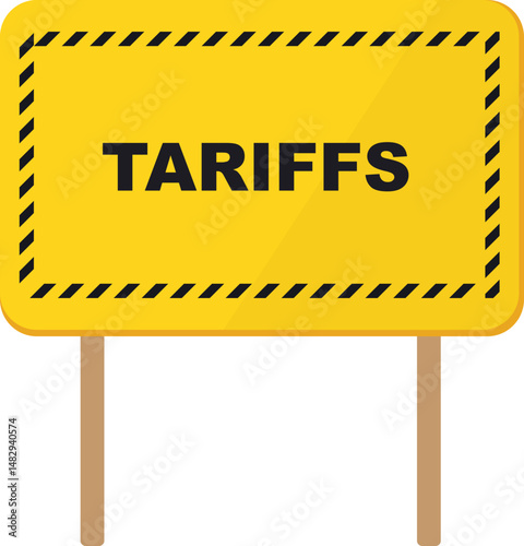 Yellow Black Import Tariff Warning Signs in Bold Industrial Style for Trade Barriers Labels Customs Visuals Infographics Posters and Policy Design Concepts