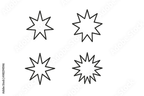 Geometric star shapes arranged in a grid on a plain background showcasing simple design elements