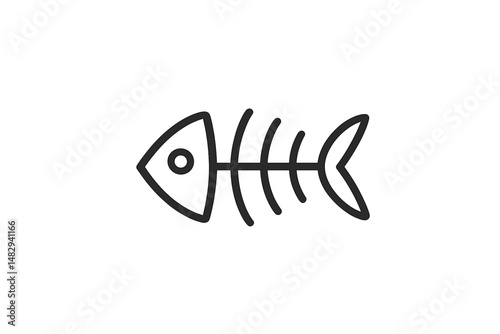Graphic representation of a fish skeleton with a simplified design and minimalist style