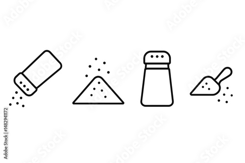 Illustrations of different salt containers and shapes on a white background