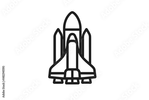 Rocket launch preparation at a space facility showcasing a sleek spacecraft design against a clean backdrop