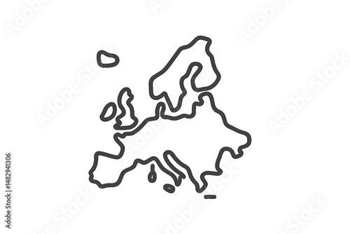 Outline of Europe showing geographical features and boundaries