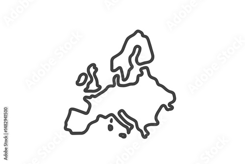 Outline of Europe depicting its unique geographical features and borders in a simple artistic style
