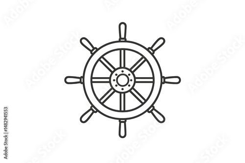 Detailed depiction of a ship's steering wheel, illustrating maritime navigation and adventure at sea