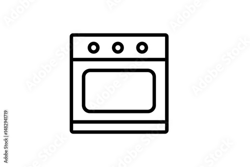 Oven with three knobs and a large window for viewing cooking progress in a simple design