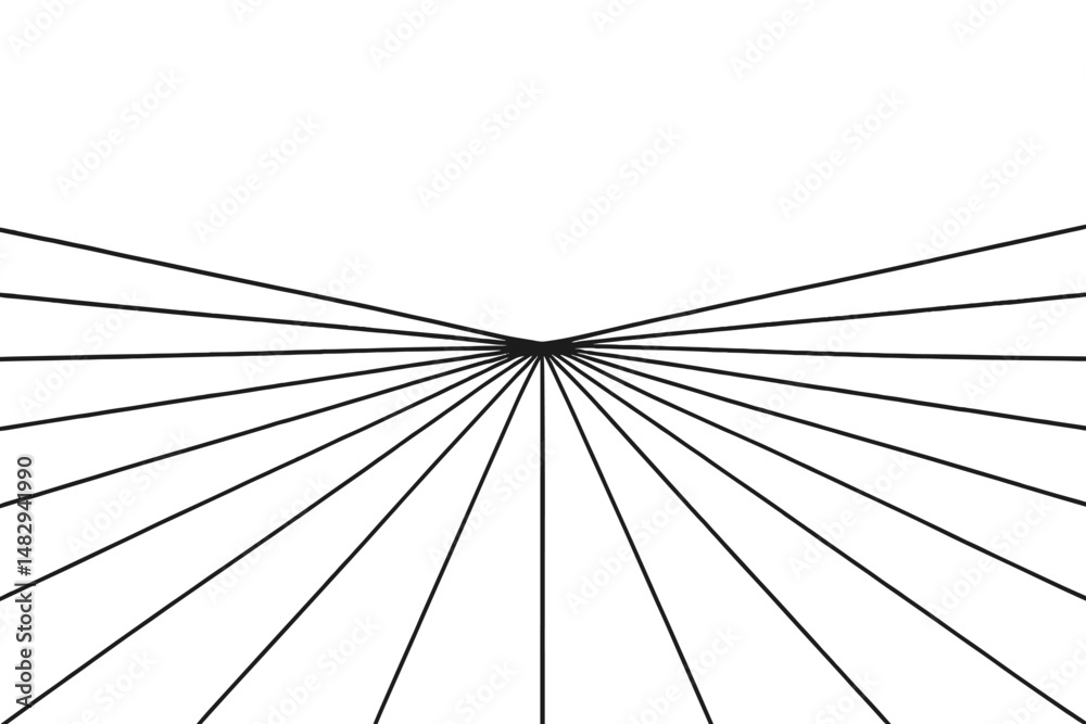 Visual representation of linear perspective showcasing lines converging to a single point against a white background