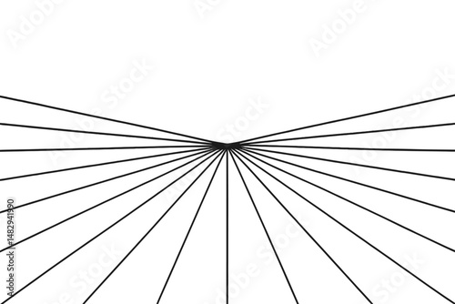 Visual representation of linear perspective showcasing lines converging to a single point against a white background