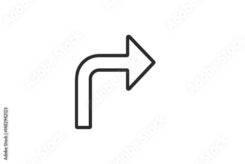 Curved right turn arrow indicating direction for vehicles in urban settings