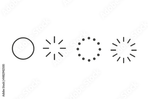 Various loading symbols displayed on a clean, minimalist background for user interface design purposes