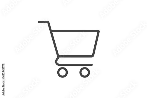 Empty shopping cart icon representing e-commerce, retail, and online shopping activities in a minimalistic design