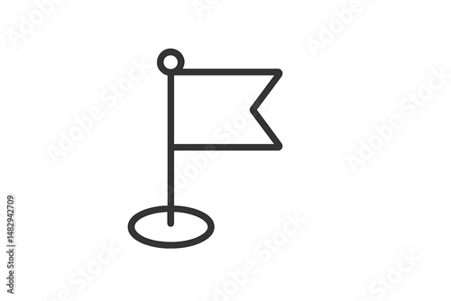Simple outline of a flag on a pole set against a plain background representing identification or marking location
