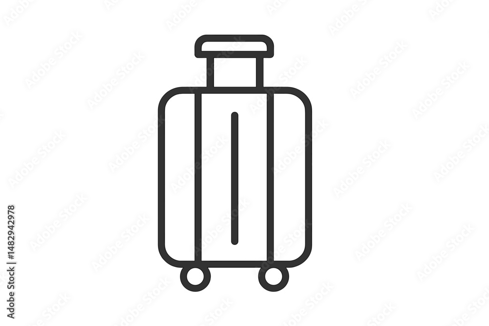 Obraz premium Stylish black outline suitcase ready for travel with wheels and a handle for easy maneuvering