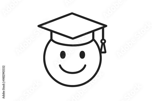 Smiling graduate emoji wearing a cap with tassel for academic celebration and achievement recognition
