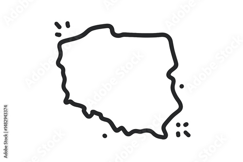 Outline of Poland with Decorative Elements Showing National Pride and Identity