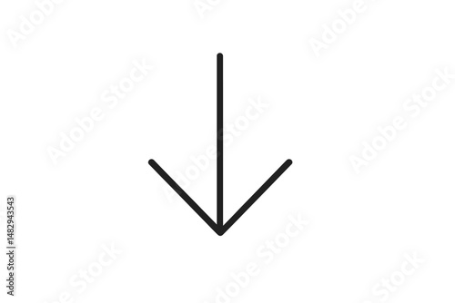 Bold downward arrow symbol indicating direction, focus, or movement in a minimalist design context