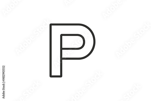 Logo design featuring a bold letter P with a modern and minimalist style against a clean white background